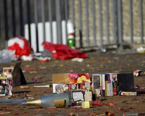 Silvestermüll am Neujahrsmorgen