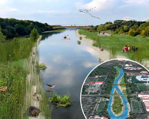 Eine Visualisierung, wie das Elsterbecken in Zukunft aussehen sollte.