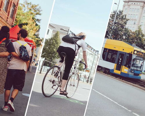 Leipzig macht Fortschritte in Sachen nachhaltiger Mobilität: Immer mehr Menschen sind auf ihren täglichen Wegen umweltfreundlich unterwegs. Zu Fuß gehen ist die Nummer 1. Autoverkehr verliert an Bedeutung