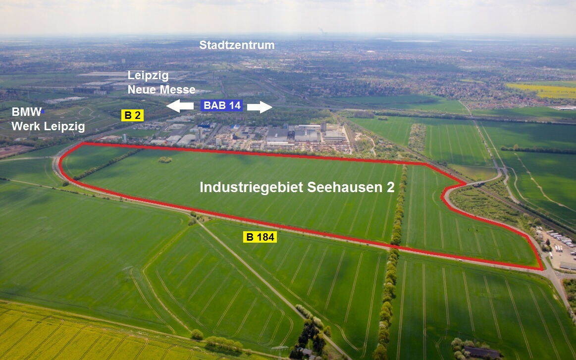 Es ist ein FEld aus der Vogelperspektive zu sehen. Darauf gekennzeichnet ist das Gebiet für das Beiersdorf-Werk für die Florena Creme