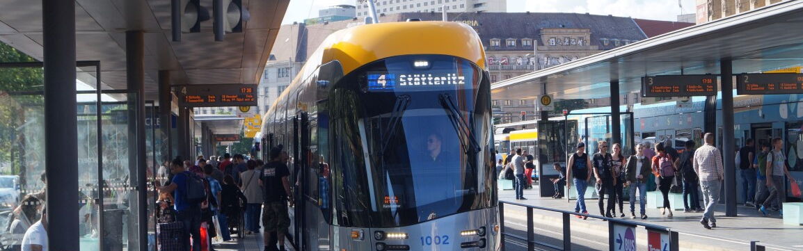 Straßenbahn am Leipziger Hauptbahnhof