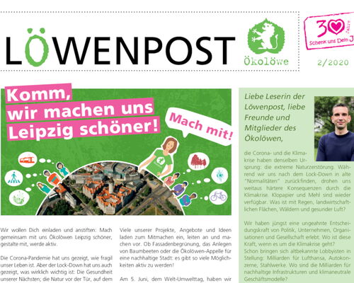 Ausschnitt aus Frontseite Löwenpost 2/2020