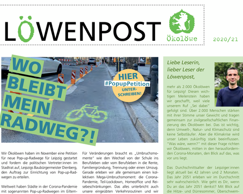 Ausschnitt aus Frontseite Löwenpost 2020/21