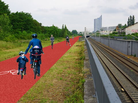 Die Aktiv-Achse Süd soll den Bayerischen Bahnhof Leipzig über einen Radweg mit dem Markkleeberger See verbinden
