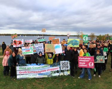 Wald am Cospudener See retten, Parkplatz in Markkleeberg stoppen
