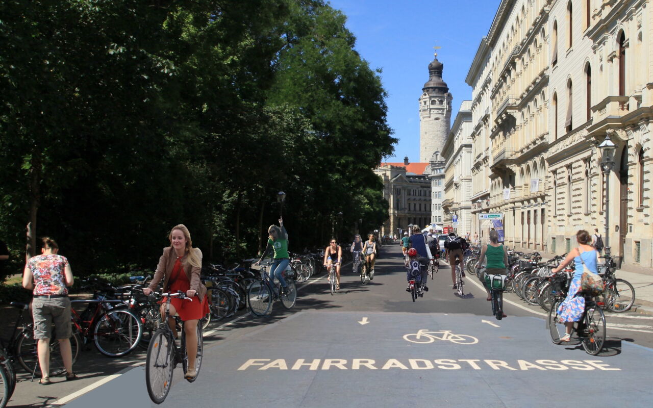 Fahrradstraße in Leipzig - So sähe eine gute Markierung in der Schillerstraße aus