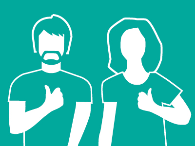 Eine Grafik, die zwei Personen zeigt, die ihren Daumen hochhalten.