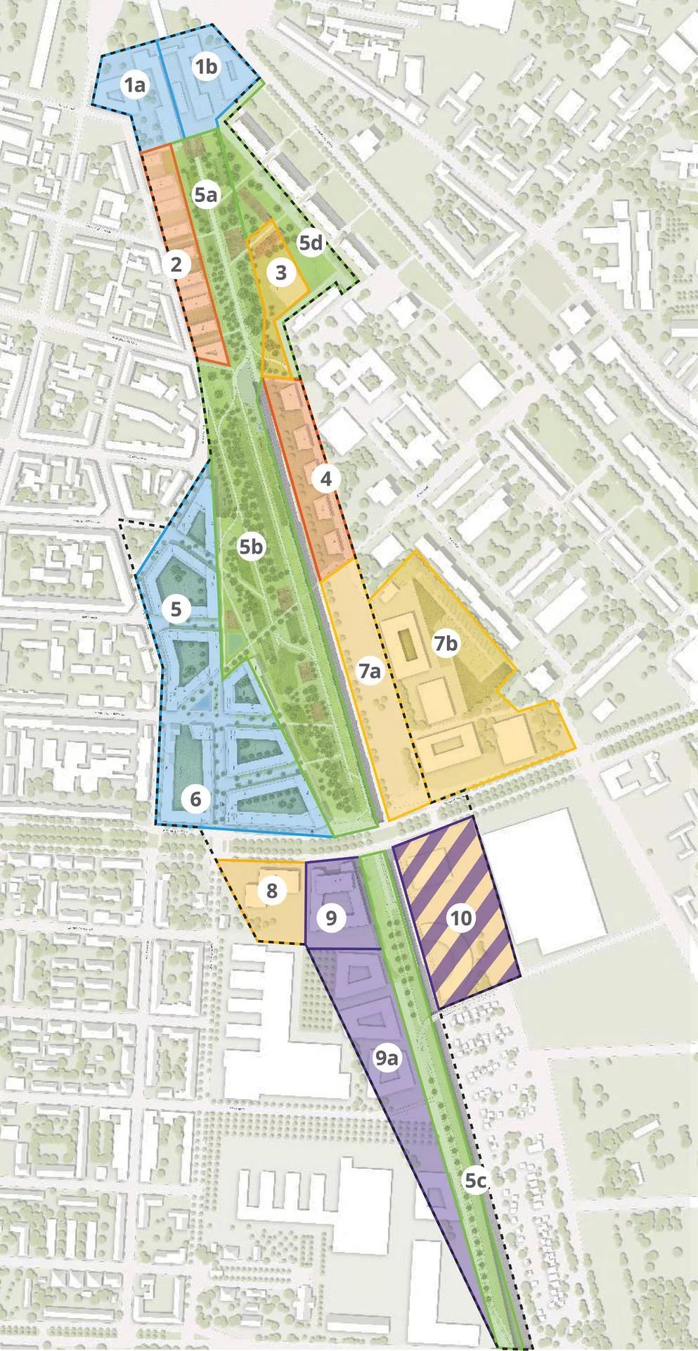 In diese Planungsräume wird der Stadtraum Bayerischer Bahnhof unterteilt