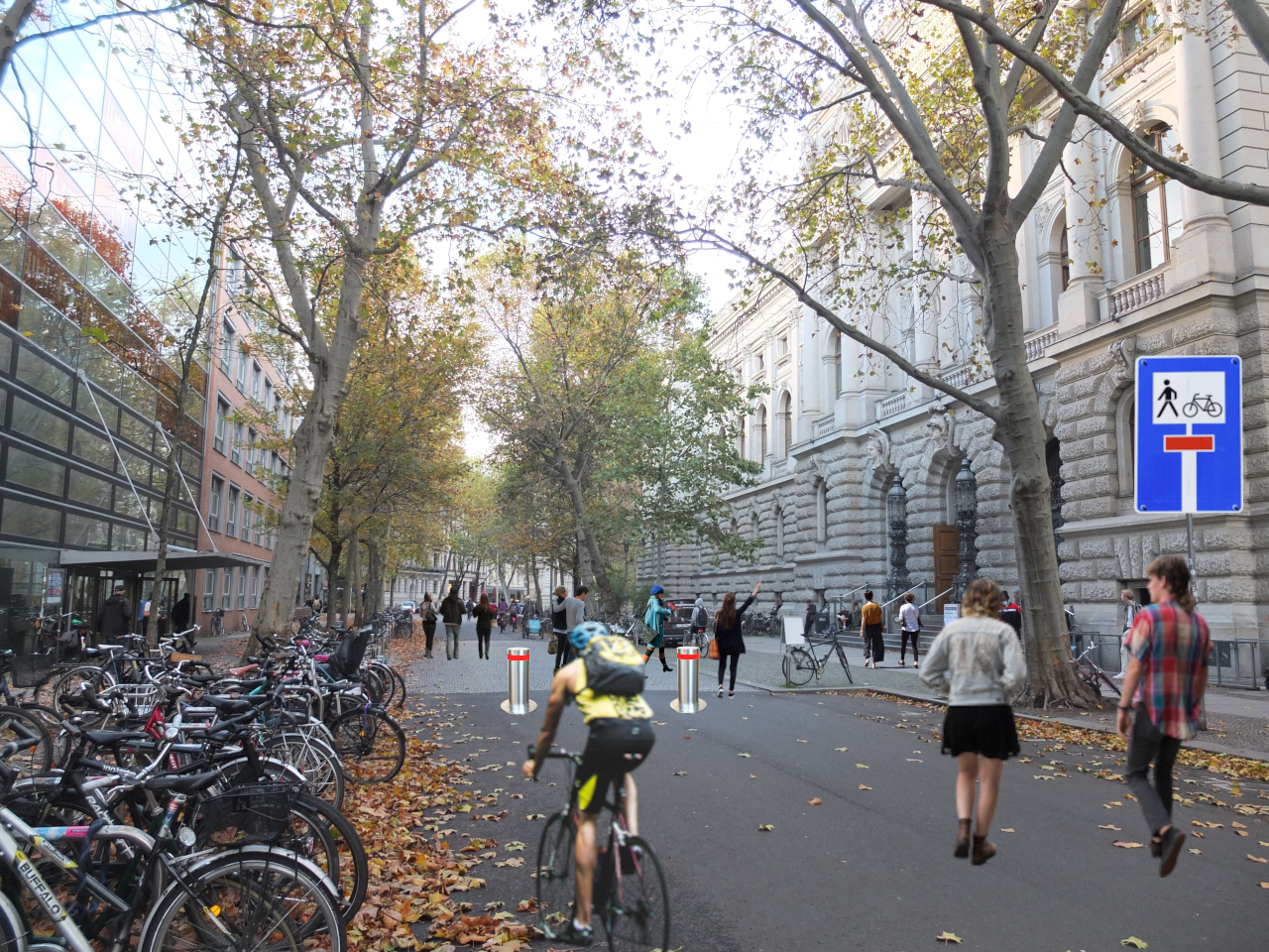 Echte Fahrradstraßen in Leipzig - Beethovenstraße braucht Poller vor der Albertina