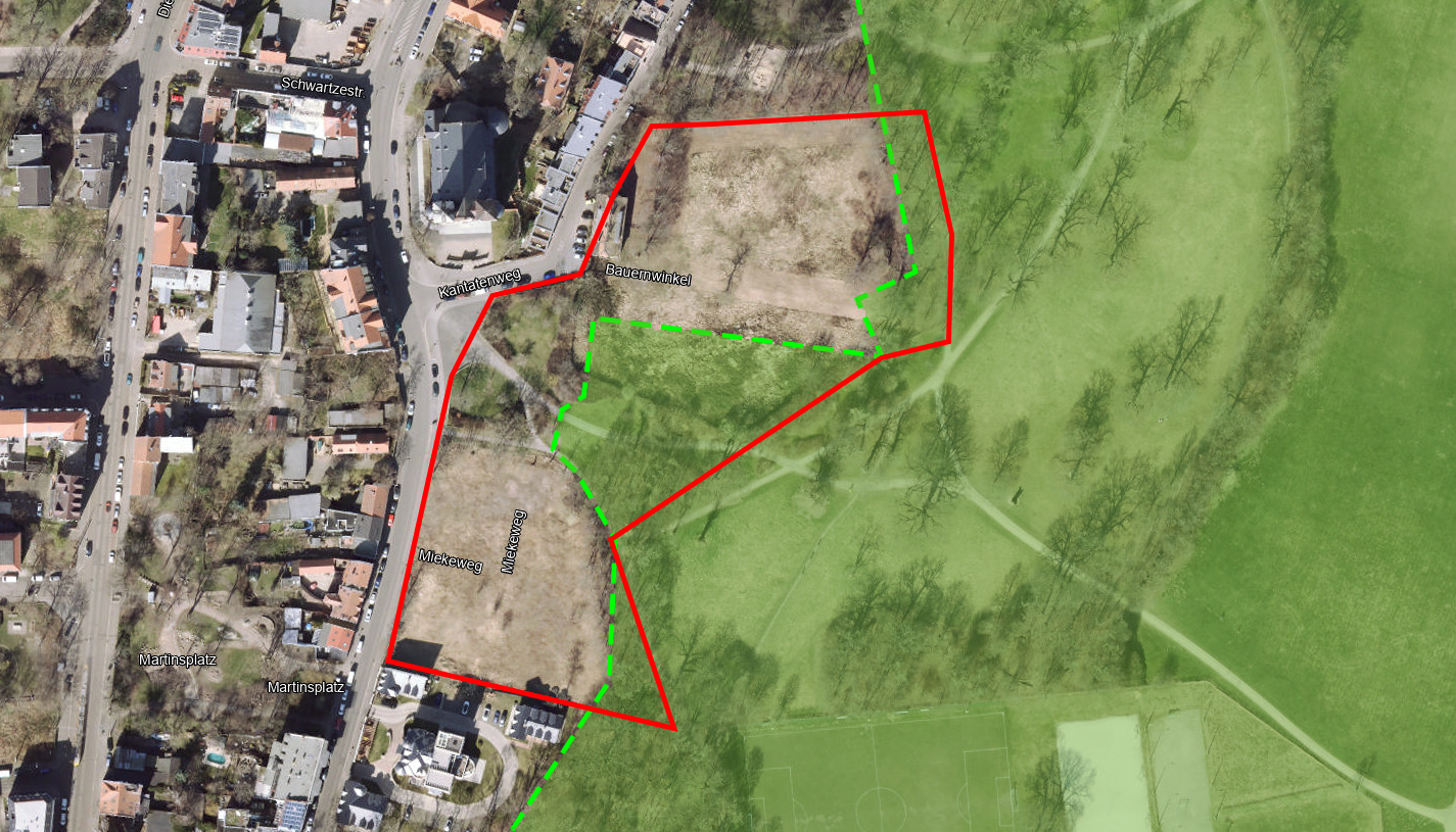 Karte Gut Kleinzschocher Bebauungsplan mit Landschaftsschutzgebiet