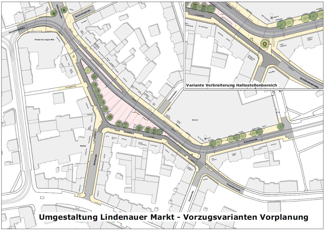 Die Umbaupläne für den Lindenauer Markt. Grafik: Stadt Leipzig