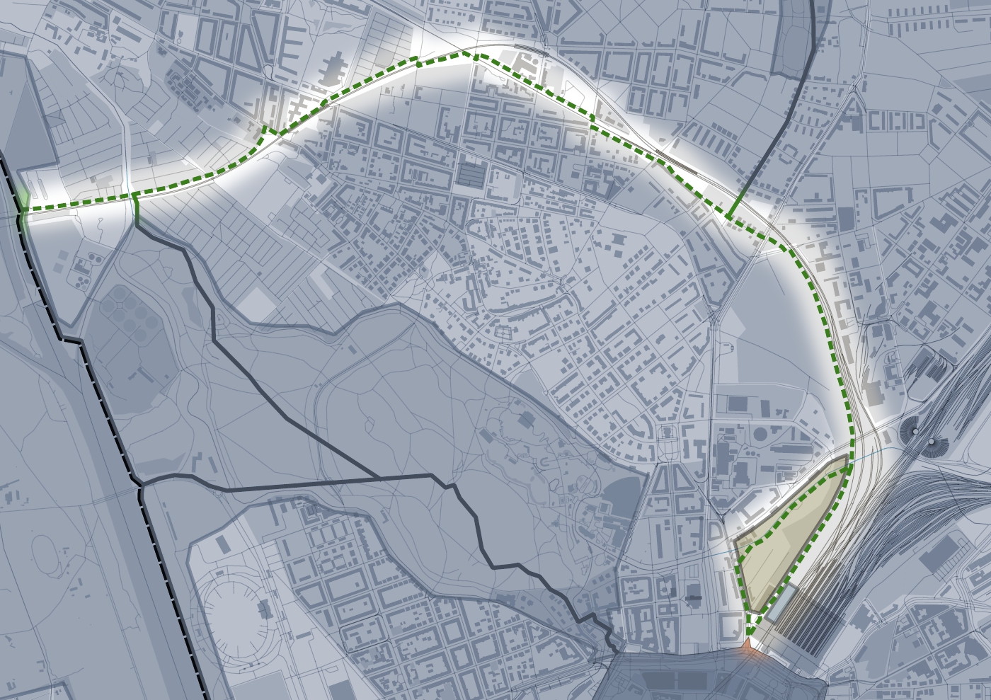 Karte mit dem Routenverlauf des Bahnbogen Gohlis