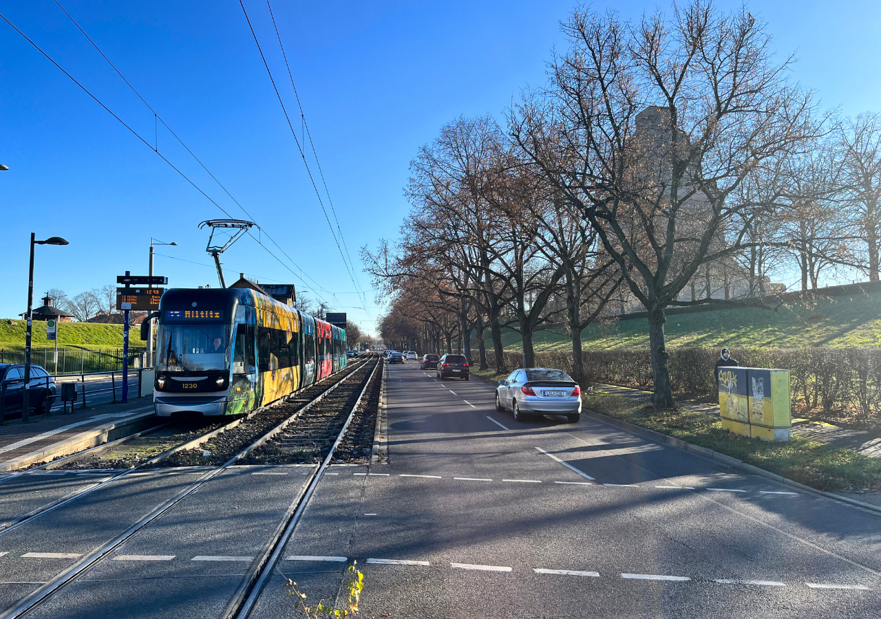 Die Prager Straße Höhe Völkerschlachtdenkmal und Südfriedhof soll umgebaut werden.