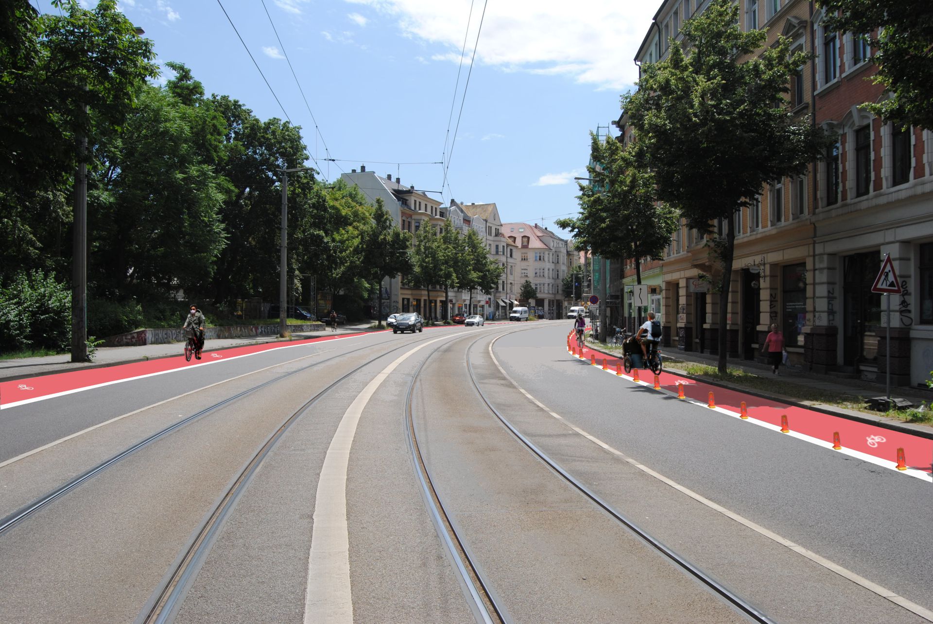Auf der Breite-Straße fehlt ebenso wie auf der Riebeckstraße ein sicherer Radweg. Grafik: Ökolöwe