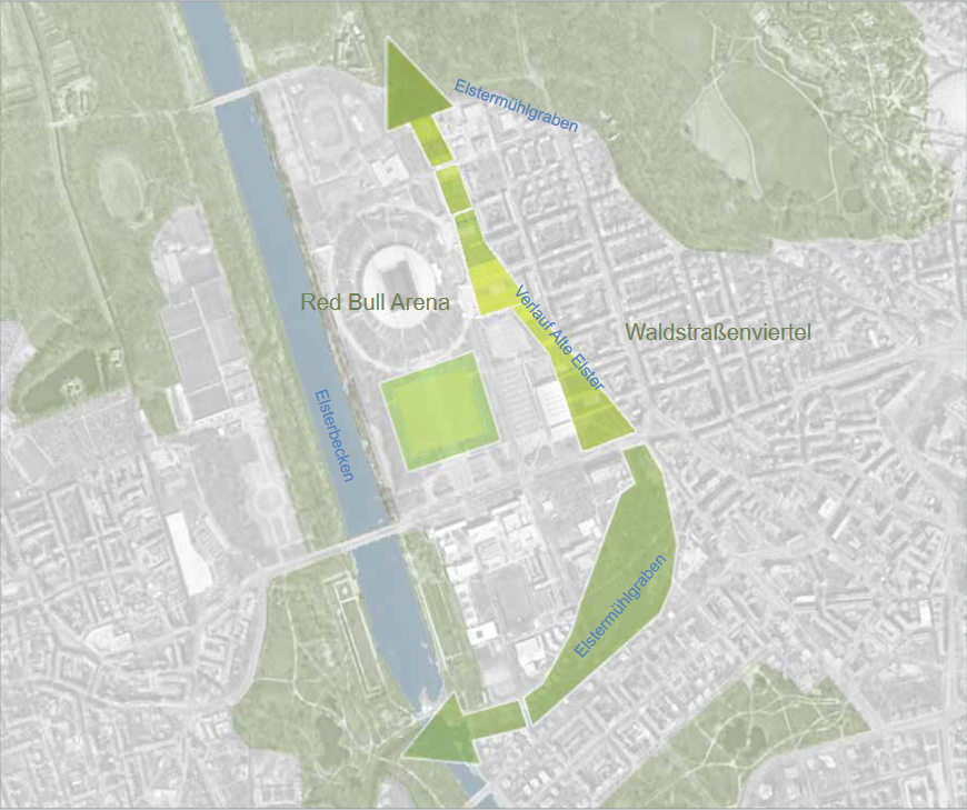 Karte neuer Grünzug Stadionumfeld