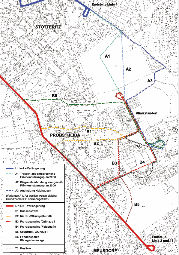 Grafik Linienführung am Standort Parkkrankenhaus