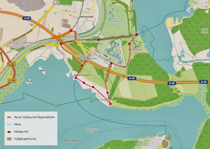 Abbildung zeigt eine mögliche Zuganbindung am Zwenkauer See