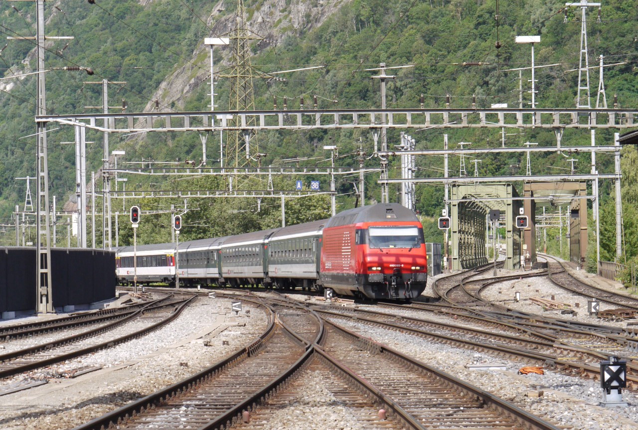 Zug und viele Schienen