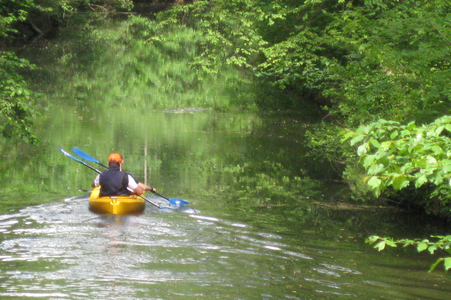 Menschen paddeln auf dem Floßgraben