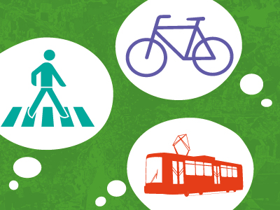 Piktogramme: umweltfreundlich mobil durch Leipzig